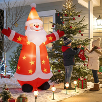 Père Noël gonflable de 8 pieds avec motif étoile et lumière LED, décoration de Noël gonflable pour la cour, le marché de Noël en plein air, la maison et le jardin