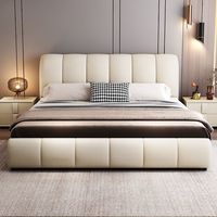 Lit de Luxe Moderne Rembourré avec Rangement et Système de Levage Hydraulique, Tête de Lit Rembourrée, Cadre de Lit Double King Size pour Chambre à Coucher