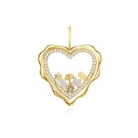 Collier Médaillon Cœur Irrégulier Carré Ouvertable Style Européen & Américain, Pendentif DIY Creux Plaqué Or 18K, Breloque Bijou