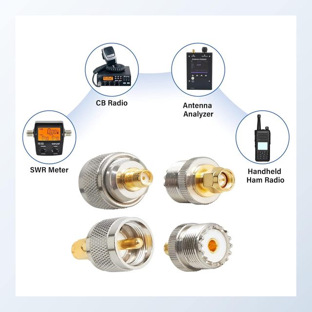 SMA PL259 SO239 Coaxial Connector Kit for CB Radio Handheld Ham Radio Antenna Walkie Talkie-UHF VHF Crimp Adapters RF Product