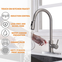 Robinet de cuisine classique en acier inoxydable 304, à capteur automatique, finition brossée, avec douchette extractible double mode, mitigeur chaud/froid pour projet