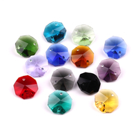 Perles octogonales en cristal Zhubi de 14 mm, deux trous, multicolores, perles en verre octogonales pour la fabrication de bijoux, lustre, artisanat fait main