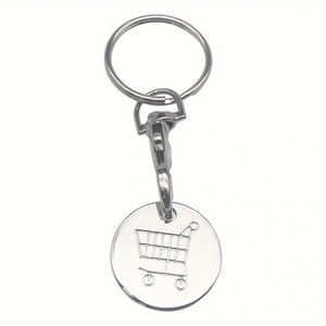 Porte-clés en métal personnalisé avec logo, moderne, plaqué argent, écologique, jeton de chariot de supermarché, jeton de chariot - Product Image 1