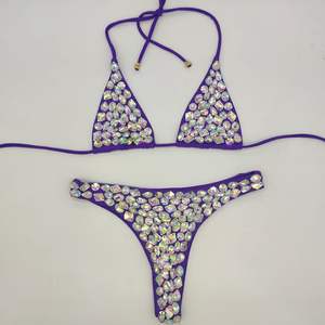 Très Brillant <span class=keywords><strong>De</strong></span> Mode Belle Chaîne <span class=keywords><strong>2</strong></span> Pièce Strass Sexy <span class=keywords><strong>de</strong></span> luxe diamant bikinis push up - Product Image 5