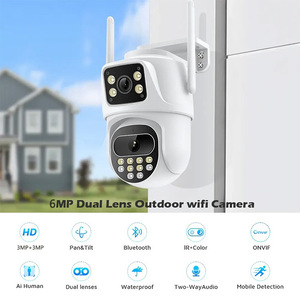 Câmera Pan-Tilt ICSEE 9MP CMOS com Lente Dupla Tandem WIFI <span class=keywords><strong>CCTV</strong></span> DC 12V, Microfone Embutido, Áudio Bidirecional, Visão Noturna, IP66, Cartão de Memória - Product Image 1