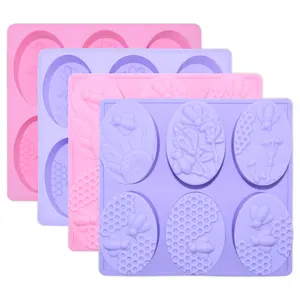 Wholesale New Arrival DIY Silicone Oval Bee Soap Mold 3D 6 Cavity Handmade food grade Silicone Cake Baking Mold