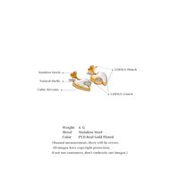Boucles d'oreilles pendantes en forme de cœur JINYOU 5246 avec zircon cubique et coquille naturelle, plaquées or 18 carats, en acier inoxydable, pour femmes
