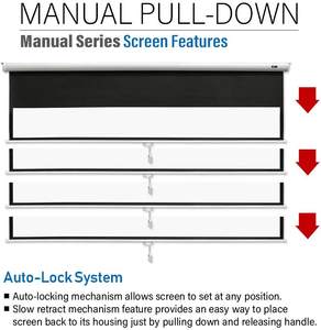Pantalla de Proyección Manual Desplegable de 60 Pulgadas, Pantalla de Proyección Colgante para Montaje en Pared, Relación de Aspecto 16:9, Cine en Casa 3D 4K para Interiores, Oficina y Teatro - Product Image 2
