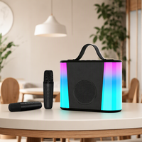 V6 13W Speaker Karaoke KTV Lampu RGB Warna-warni Lima Titik Tiga Nirkabel Portabel dengan Mikrofon Terintegrasi Sistem Audio