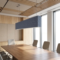 Panneau acoustique suspendu linéaire en feutre de fibre de polyester, absorbeur de son suspendu avec bande LED pour bureau, salle de réunion, hall