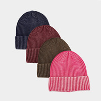 Bonnet en tricot côtelé lavé, effet vieilli, en tricot épais brossé, avec revers, couleur unie, chaud pour l'hiver, logo personnalisé