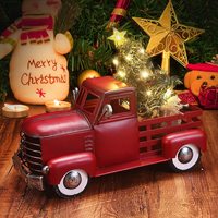 Camión Metálico Rojo Clásico, Juego de Regalo de Estilo Antiguo para Entusiastas de Autos Clásicos, Decoración para el Hogar con Diseño Clásico