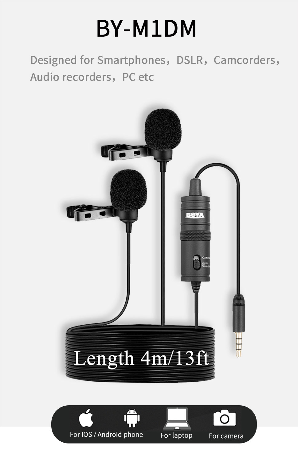 BOYA BY-M1 3.5mm Lavalier Microphone Mic For DSLR Canon Nikon Camera Smartphone - Foto 7
