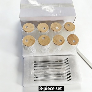 ชุดแก้วแก้วน้ำ 8 ใบ ขนาด 16 ออนซ์ 500 มล. พร้อมฝาปิด หลอดดูด แปรงทำความสะอาด รูปทรงกระป๋อง ทนความร้อน ใช้กับช่องแช่แข็งได้ ดีไซน์ทันสมัย สำหรับใช้ในบ้านและงานปาร์ตี้ - Product Image 6