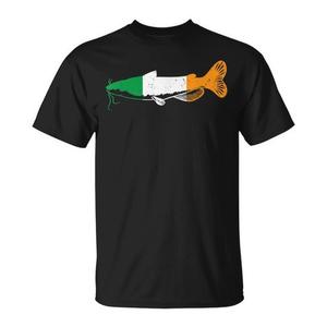T-shirt de pêche au poisson-chat avec drapeau irlandais, design de pêcheur irlandais - Product Image 1
