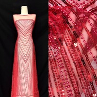 Rouge rayé perle Tube Sequin brodé maille tissu nouveau Style tissé Technique pour robes de mariée mode et sacs dentelle perles