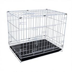 Jaula Plegable de Metal para Mascotas, Bandeja Extraíble a Prueba de Fugas, Jaula Portátil para Perros/Gatos/Conejos Pequeños |   Blanco para Viajes y Uso Doméstico - Product Image 1