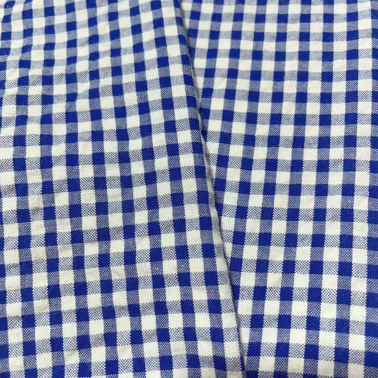 Wholesale 100% cotton yarn dyed check seersucker fabrics for summer dress shirt