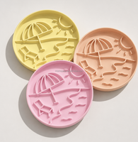 Bol pour chien MoMoPaw Beach Summer, design moderne, bol à alimentation lente, compatible lave-vaisselle et micro-ondes, bol puzzle en silicone