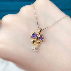 Delicato argento 925 di alta qualità gioielli placcato oro cuore taglio opale <span class=keywords><strong>Tanzanite</strong></span> topazio pietra gemma collana pendente - Product Image 2