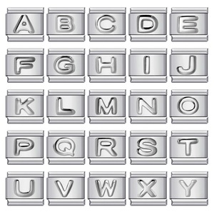 Bracelet modulaire italien en acier inoxydable argenté avec lettres convexes, chaîne de montre élastique à assembler soi-même - Product Image 1
