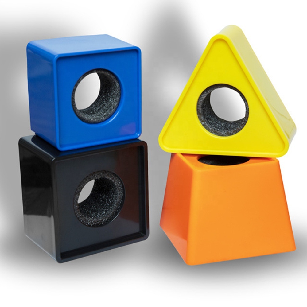 3 Cubes Logo Microphone - Support De Drapeau Pour Micro Interview, Présentation - Noir, Plastique - 7x7x5 Cm - 8