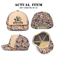 Casquettes de baseball perforées à 5 panneaux motif camouflage canard avec cordon, casquettes de performance camouflage personnalisées avec logo, casquettes de sport pour hommes