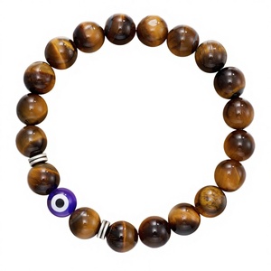 Fatima Blue Geometric <b>Beaded</b> <b>Bracelet</b> Natural Stone Agate Religious Unisex Anniversary Gift - Product Image 3