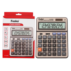 Calculatrice FOSKA à 14 chiffres avec grand écran LCD, fonction de vérification pour la gestion financière simplifiée et les calculs courants en mathématiques - Product Image 1