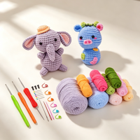 Kit de crochet en gros AJB pour débutants, kit de poupée en laine DIY, cactus, animaux, abeilles, plantes en pot, kit d'artisanat en fil pour adultes et enfants
