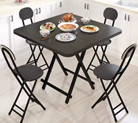 Ensemble de table et de chaises pliantes en bois d'occasion pour salle de réunion d'hôtel, voiture, extérieur, petit format, pour événements, café, mobilier