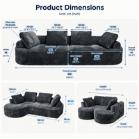 Canapé modulaire en forme de L compressé avec coussin en mousse haute densité et revêtement en velours tufté, idéal pour appartement