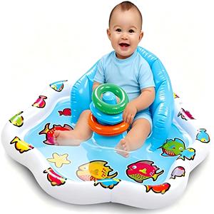 Flotador Inflable de PVC para Bebés con Toldo y Estampado de Peces, Anillos de Juego para Niños Pequeños - Product Image 1