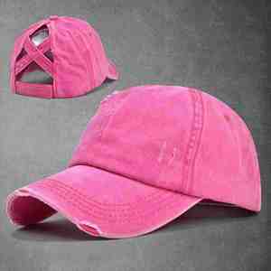 Custom Embroidery Printing Logo Washed Distressed Baseball <b>Cap</b> Ponytail Hat High Messy Bun Ponycap for <b>Women</b> Promotion Gifts - Product Image 4