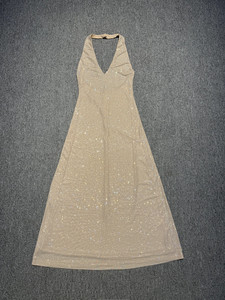 厂家直销女式无袖无背v领缎带钻石吊带衫马克西派对裙 - Product Image 4