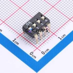 DSIC-04-LD-GET DIP Switch Through hole Component (THT) Switch Flat Toggle, Raised Type Single Pole Single Throw 4 2.54mm - Product Image 1