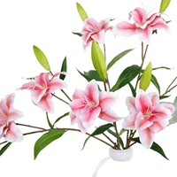 Künstliche Seiden-Lilie Modell 2 mit Doppelblüten für Hochzeitsdekoration, 2-Köpfige Doppelblüten-Blumenarrangements