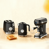 Ensemble petit-déjeuner vintage : grille-pain, bouilloire et machine à expresso 20 bars, ensemble compact en acier inoxydable pour la maison