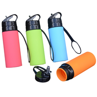 Jolie Bouteille d'Eau en Silicone Enroulable, Colorée, 450 ml, Sans BPA, Anti-Fuite et Incassable pour la Rentrée des Classes Enfants et Étudiants