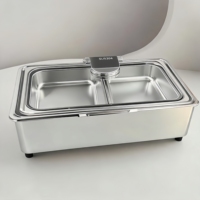 Plat à réchaud en acier inoxydable 304 poli miroir, chauffe-plats de luxe commercial haut de gamme pour buffet, équipement de restauration professionnelle
