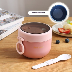 Tasse à petit-déjeuner isotherme en acier inoxydable 304 de grande capacité, cuillère en silicone, tasse à bouillie portable pour étudiants, employés de bureau - Product Image 6