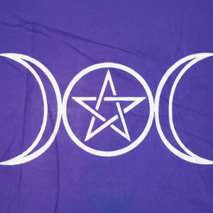 Tarot Spread Triple Moon Pentagram Purple Gold Square Altar Cloth Printed <b>Table</b> <b>Cover</b> Wall Hanging Handmade By Indian Consigners - Product Image 1