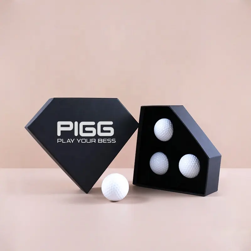 Bolas de Golf con forma de diamante negro mate, cajas de embalaje de regalo con logotipo personalizado, inserto de espuma