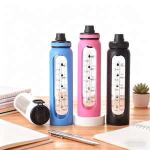 Bouteilles d'eau <span class=keywords><strong>en</strong></span> <span class=keywords><strong>verre</strong></span> avec <span class=keywords><strong>paille</strong></span>, manchon <span class=keywords><strong>en</strong></span> silicone anti-fuite de 32 oz, pour gobelet isotherme à eau chaude bouillante - Product Image 3