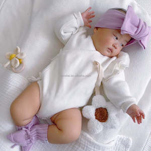 Diadema de Algodón Tejido con Doble Lazo <span class=keywords><strong>para</strong></span> Recién Nacida, Color Sólido, Lazo Grande, Accesorio Suave <span class=keywords><strong>para</strong></span> el Cabello de Bebé Niña, Lazo <span class=keywords><strong>para</strong></span> <span class=keywords><strong>Bautizo</strong></span>, Topknot - Product Image 4