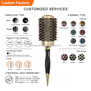 Cerdas de jabalí naturales de alta resistencia al calor de fábrica personalizada y dientes de nailon Nano Tecnología Cerámica + cepillo secador de pelo térmico iónico - Product Image 6