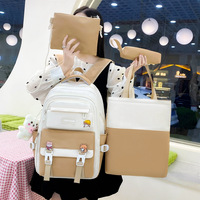Ensemble de sacs d'école personnalisés avec logo, grande capacité, quatre pièces, sac à dos étudiant, fermeture éclair tendance, nylon durable