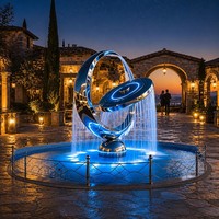 Fontaine décorative en acier inoxydable en forme de grande spirale pour jardin, parc, ville, lac, art extérieur