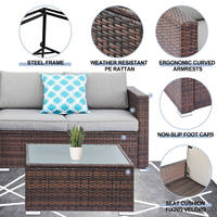 Ensemble de canapés sectionnels en osier et rotin imperméable pour l'extérieur Sofa de loisirs Cour avec coussins et table basse