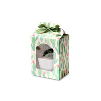 Boîte cadeau personnalisée pour nouveau-né, mignonne, avec fenêtre en PVC, finition mate, recyclable, style moderne et luxueux, en papier couché, avec fermeture à nœud.
